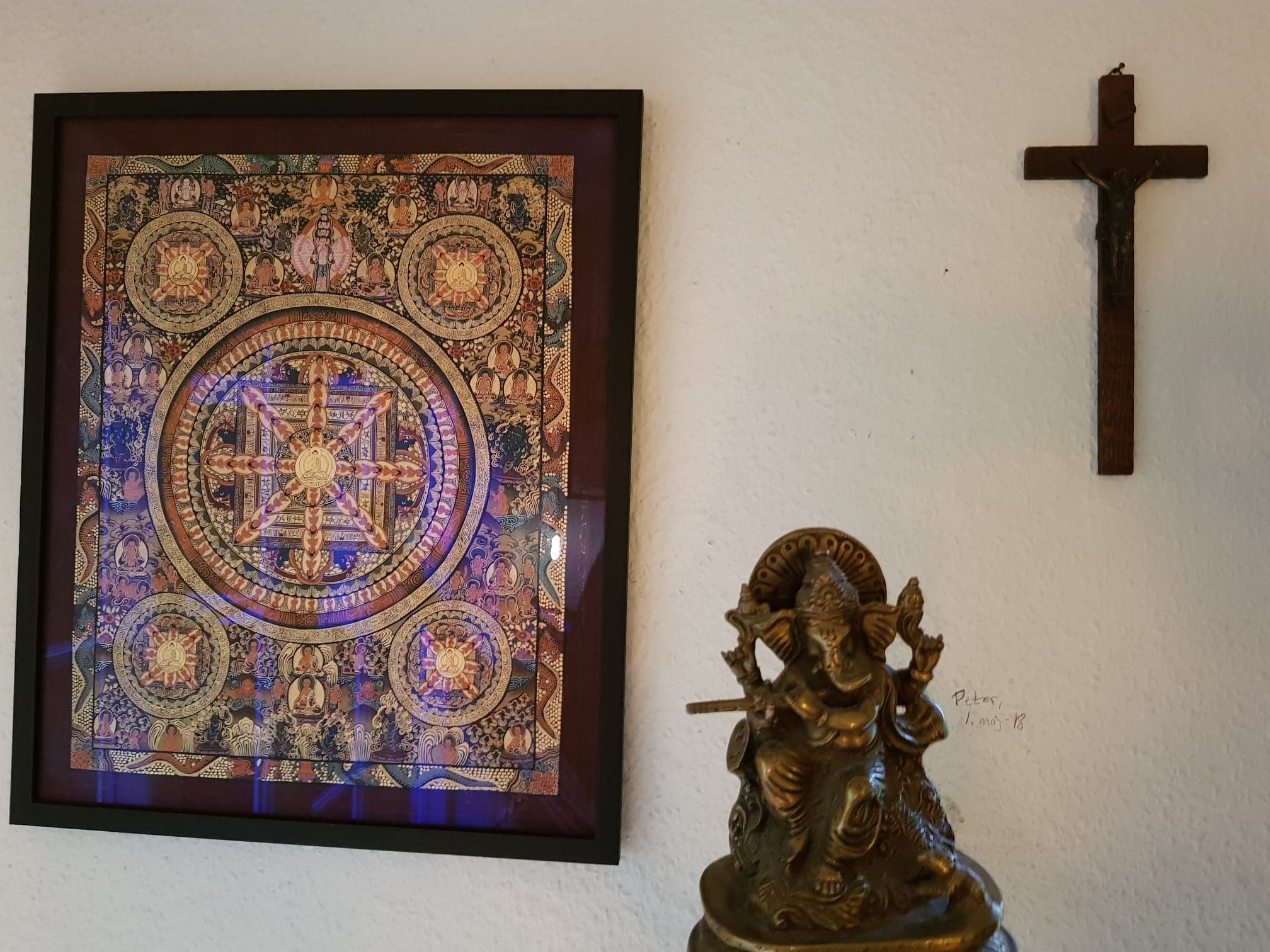 Jesus på korset, Shiva som elefant og buddistisk Mandala